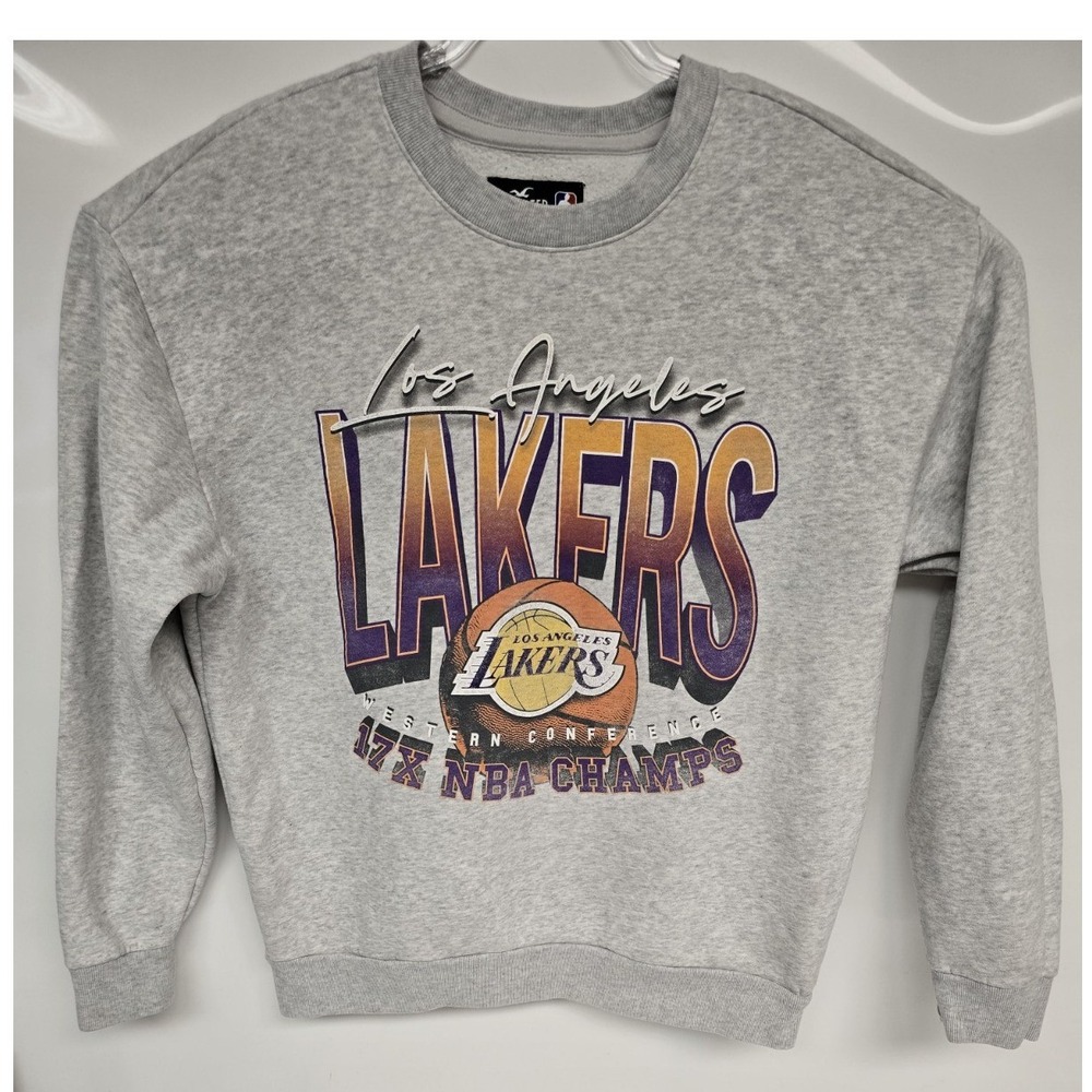 Hollister NBA Los Angeles Lakers Sweatshirt Gray 17X Champs Relaxed Fit Large